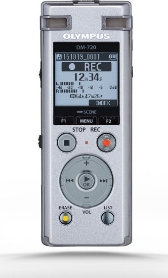 Дигитален регистратор Olympus DM-720, вградена меморија, со микрофон ME-3, сребрен
