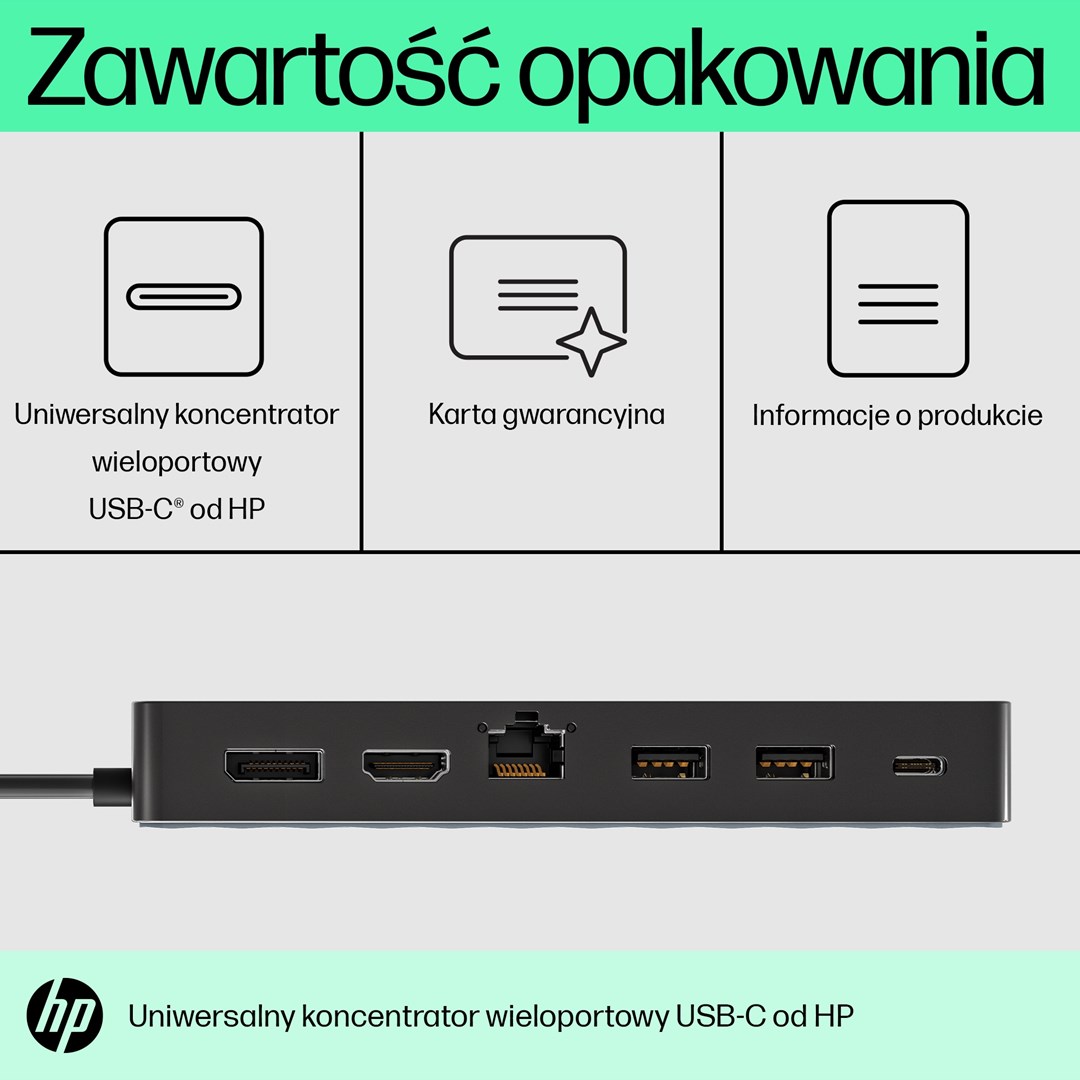 USB Hub USB-C HP Universal Multiport, 7 porte, 4K dyshe, i zi