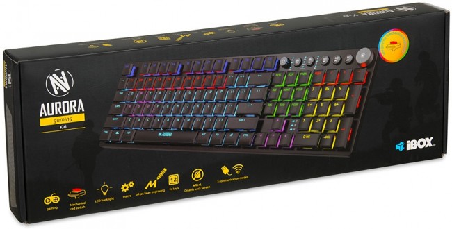 Tastierë iBOX Aurora K-6 Low Profile LED, e zezë