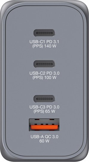 Karikues GaN Verbatim GNC-240, 240W, 3x USB-C 1x USB-A QC 3.0, i bardhë