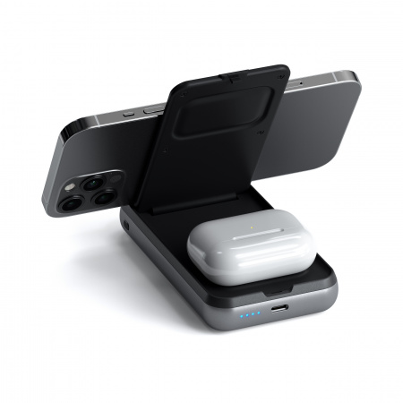 Mbajtëse karikuese Satechi Duo Wireless, e hirtë