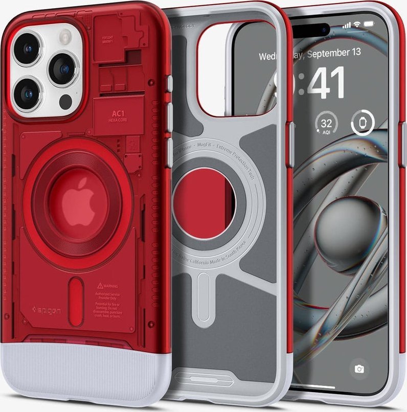Mbulesë telefoni Spigen Classic C1 MagSafe, për iPhone 15 Pro, ruby