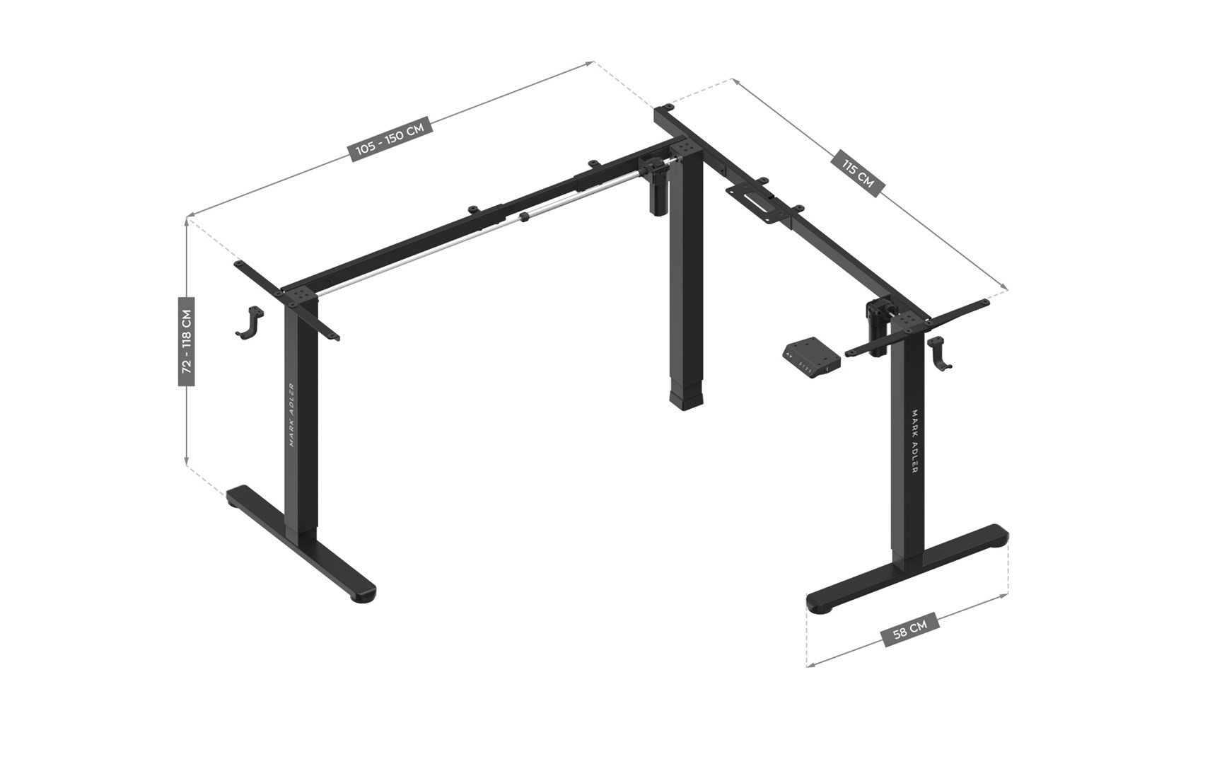 Kornizë tavoline elektrike Xeno 7.6, 120x58cm, deri 80kg, e zezë