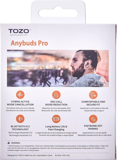 Kufje wireless TOZO Anybuds Pro, ANC, Bluetooth 5.3, IPX4, të zeza