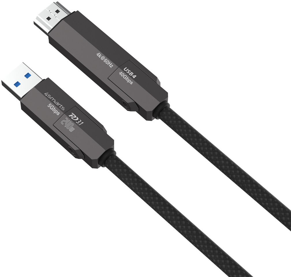 Kabllo video 4smarts USB4 ComboCord, 1.5m, 240W 40Gbps, e zezë