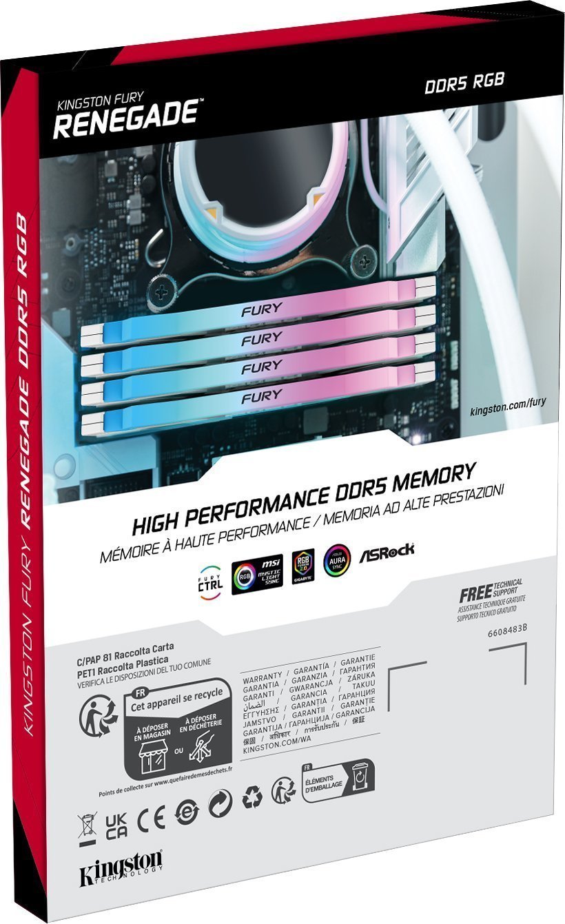 RAM Kingston FURY Renegade RGB 48GB, DDR5 8400MHz, C40, e bardhë