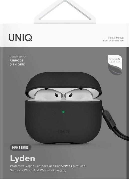 Çantë dhe kapak mbrojtës Uniq Lyden DS, për AirPods 4, set 2 në 1, i zi