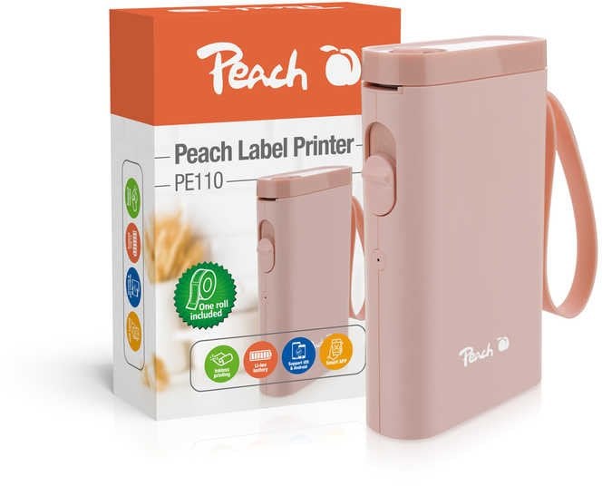 Printer etiketa Peach PE110, termik, Bluetooth, rozë