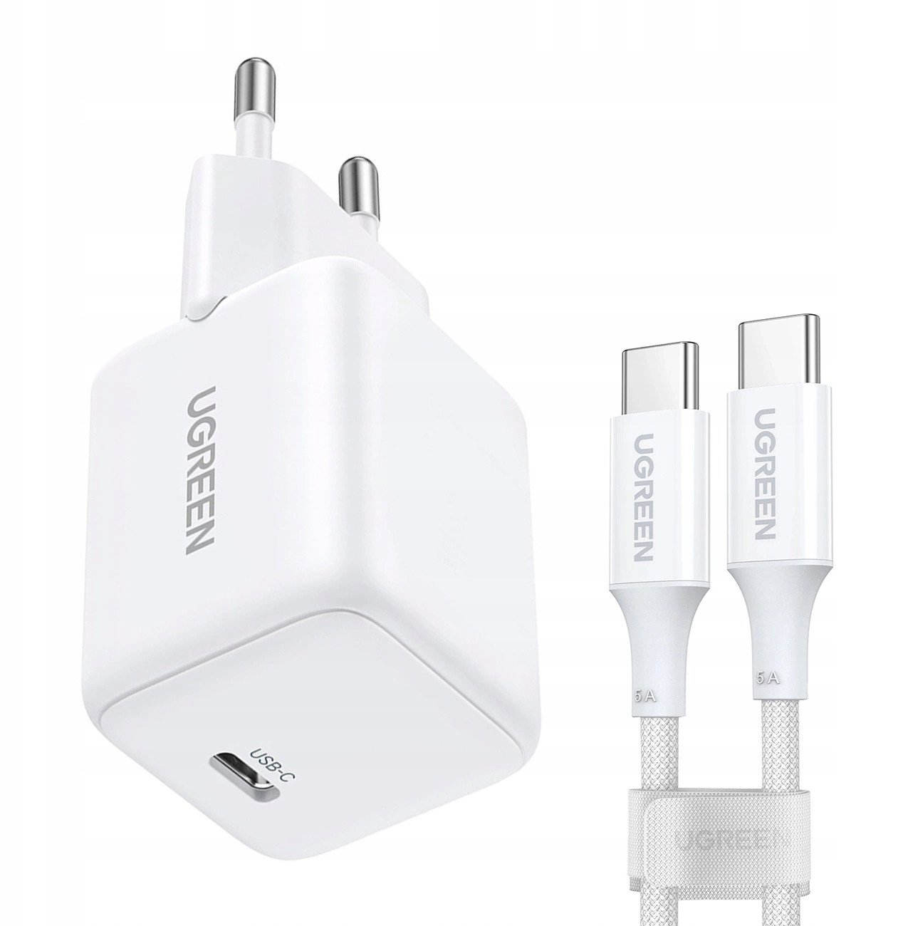 Karikues muri Ugreen X513 GaN, 30W, USB C me kabllo 1m, i bardhë