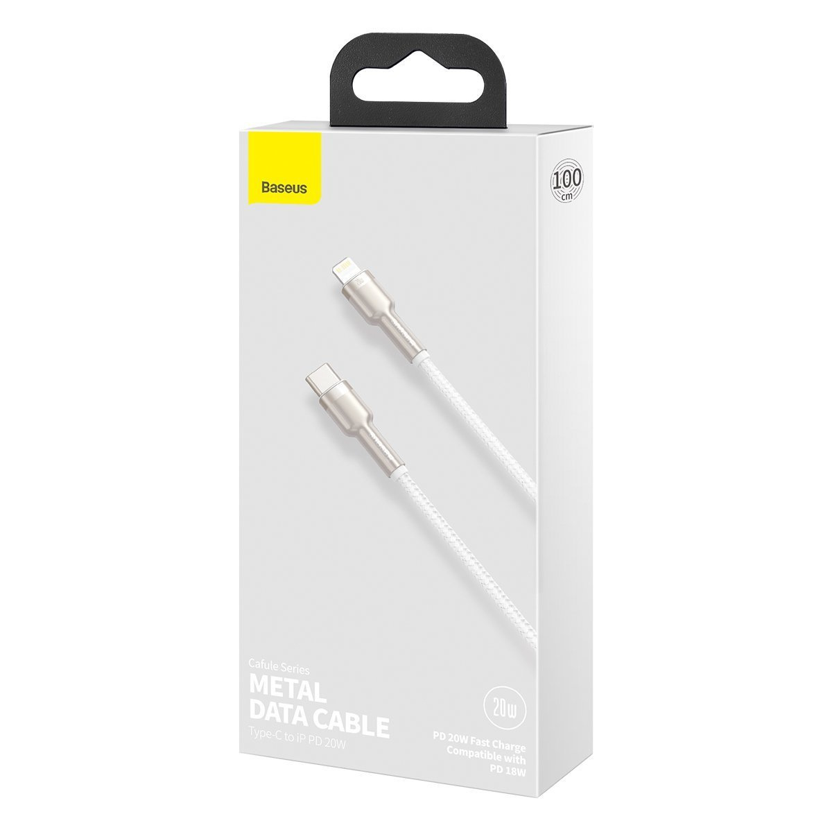 Kabllo karikimi Baseus CATLJK-A02, USB-C në Lightning, 1 m, e bardhë
