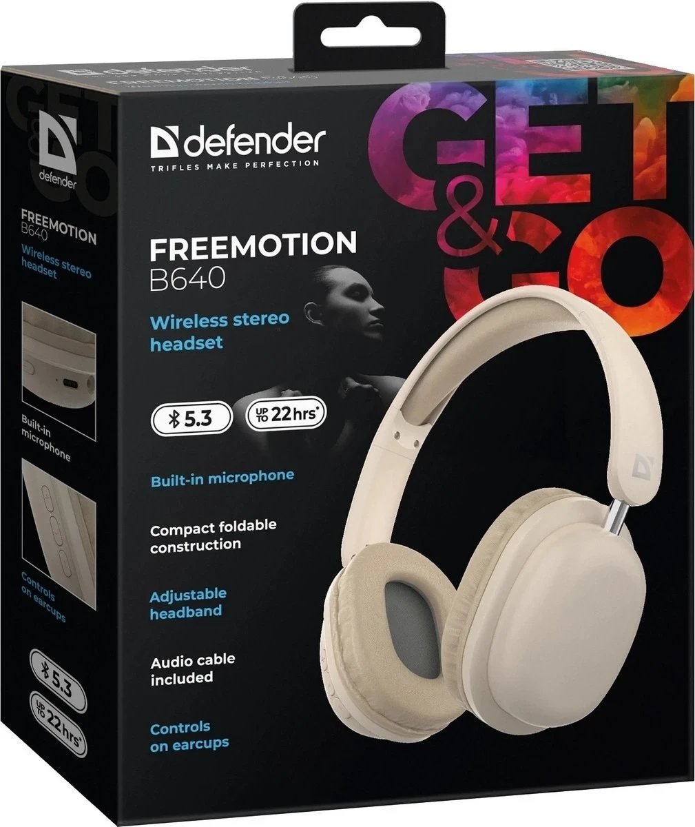 Kufje Bluetooth Defender FR EEMOTION B640, pa tela, bezhë