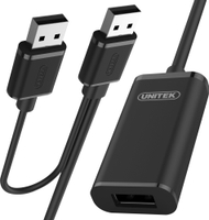 Kabllo USB Unitek Y-279, USB-A në USB-A, 20 m, e zezë
