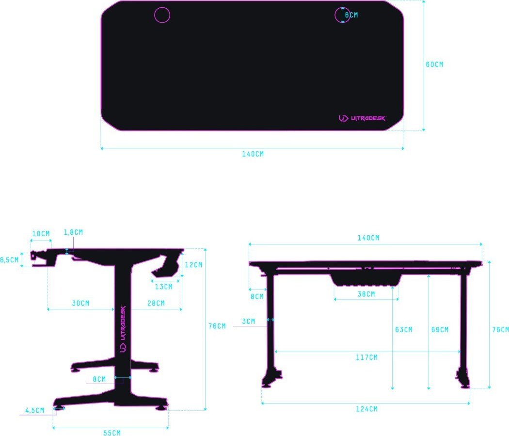 Tavolinë loje Ultradesk Frag, e zezë