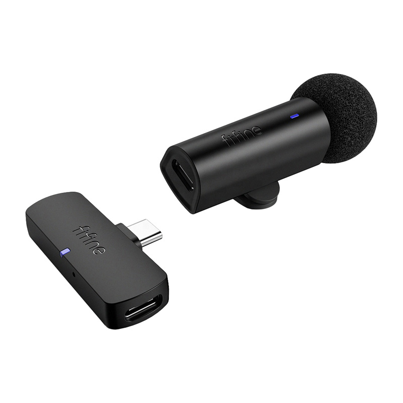 Mikrofon wireless lavalier FIFINE M6, USB C, për smartphone, i zi