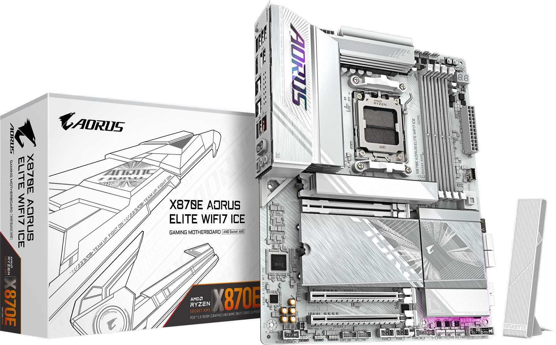 Матична плоча GIGABYTE X870E AORUS ELITE WIFI7 ICE, DDR5, PCIe 5.0, ATX