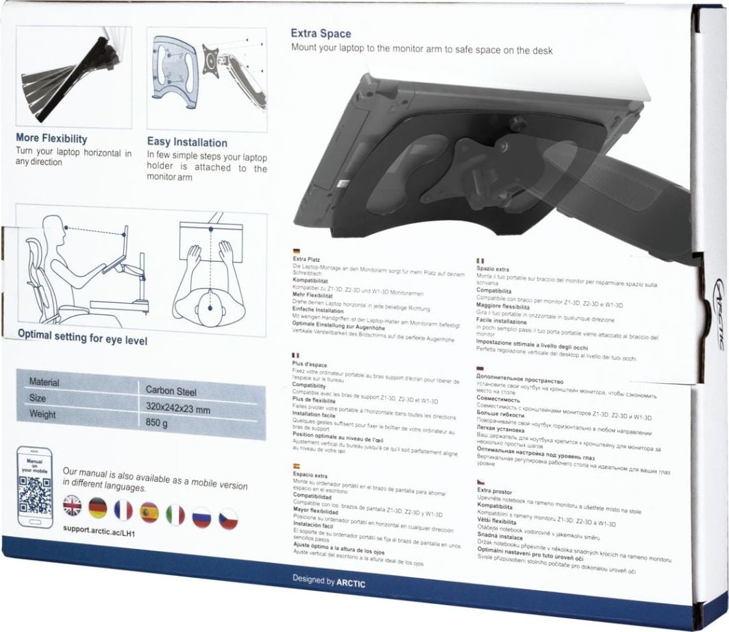 Përshtatës për mbajtës të monitorit Arctic Notebook LH1