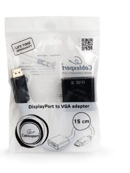 Adapter video Gembird A DPM VGAF 02, DisplayPort në VGA, Full HD, i zi