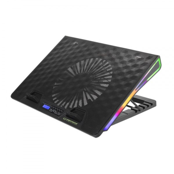 Bazë ftohëse për laptop Esperanza Alize, ventilator i qetë, ndriçim RGB LED, e zezë