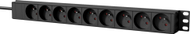 Рак дистрибутивен штиц Caymon PSR119FS/B, 9x Type E, 1U, 2.5 m, црн