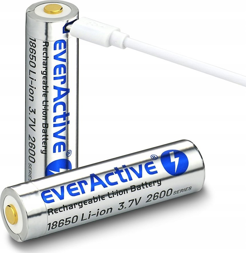 Bateri rikarikueshme EverActive 18650, 2600mAh, Li ion 3.7V, me micro USB