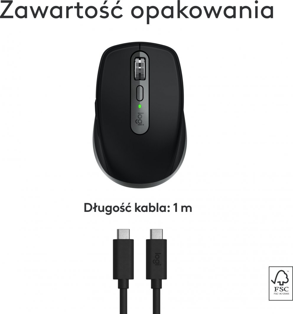 Maus Logitech Anywhere, wireless, Bluetooth, USB-C, i hirt