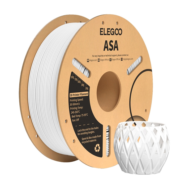 Filament 3D Elegoo ASA White, 1kg, 1.75mm, i bardhë