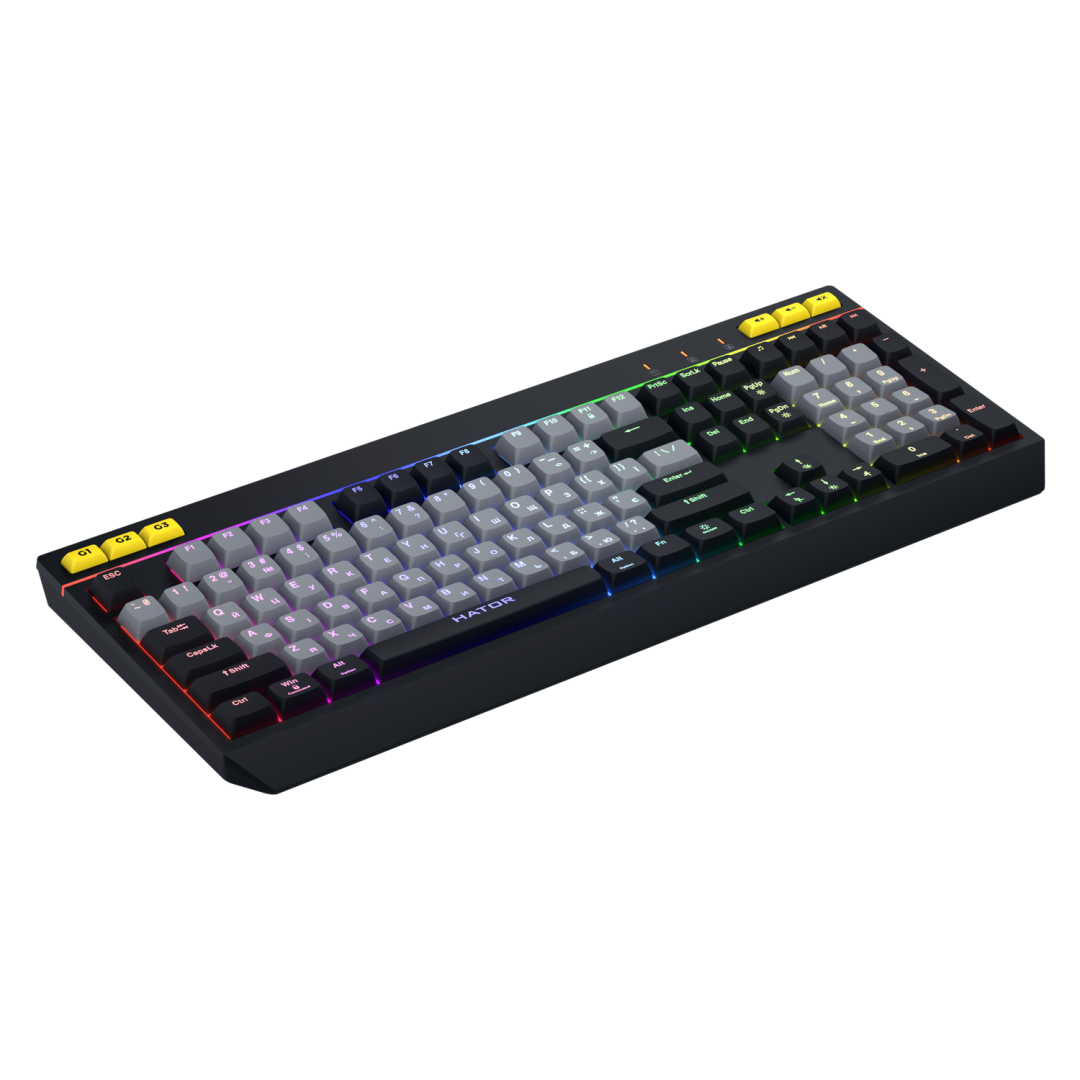 Tastierë gaming Hator Icefall, mekanike membrane, RGB, me kabllo USB, bardh e zi