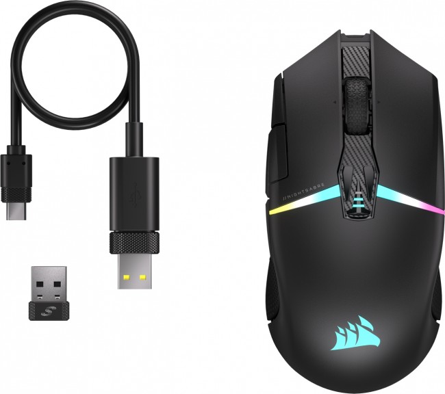 Mouse gaming Corsair NIGHTSABRE Wireless, 26000 DPI, pa tela, i zi
