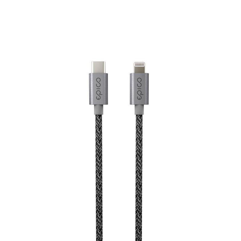 Kablloja Epico Fabric Braided USB-C në Lightning, 1.8m, e zezë