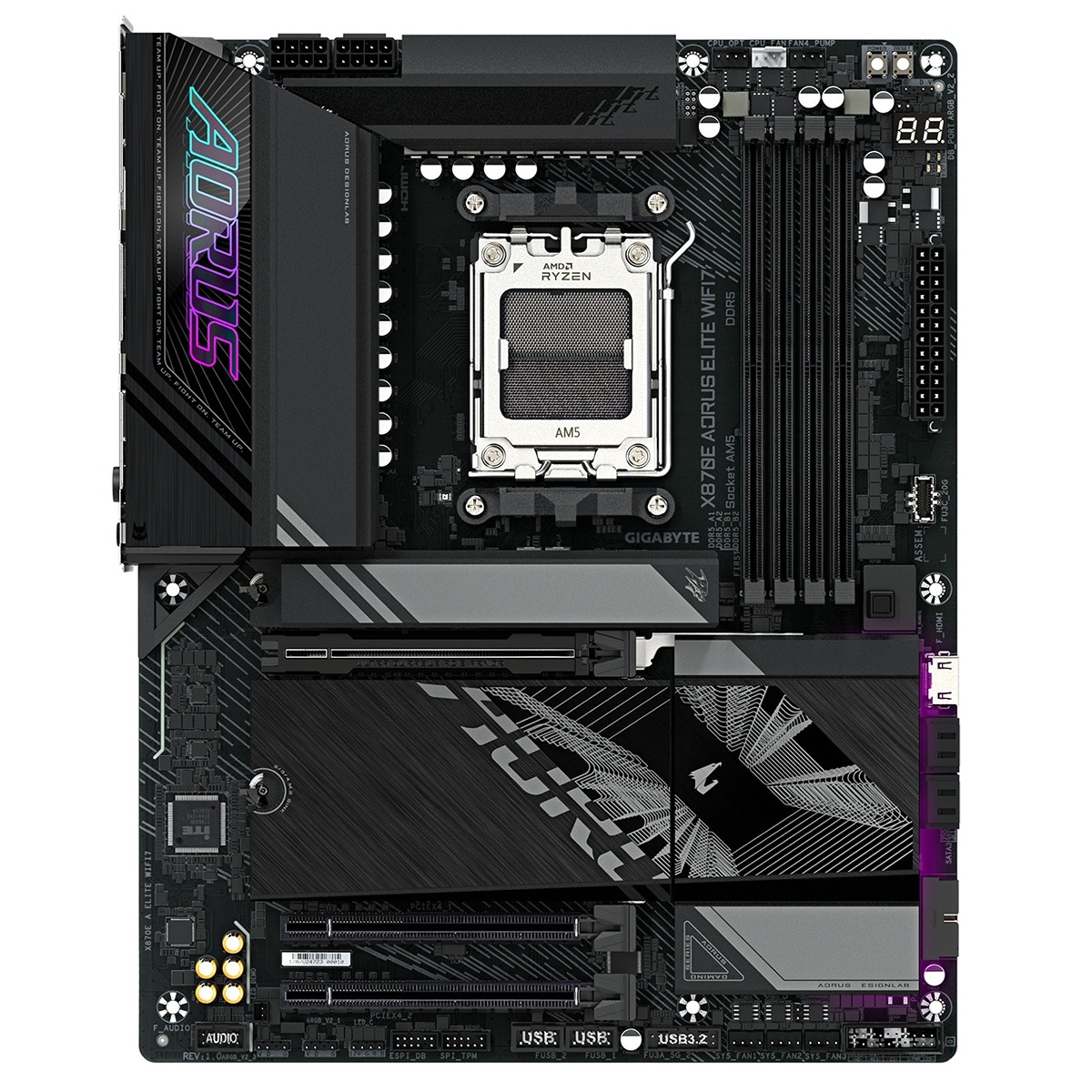 Pllakë amë Gigabyte X870E AORUS ELITE WIFI 7, ATX, AM5, DDR5 8000 MHz, e zezë