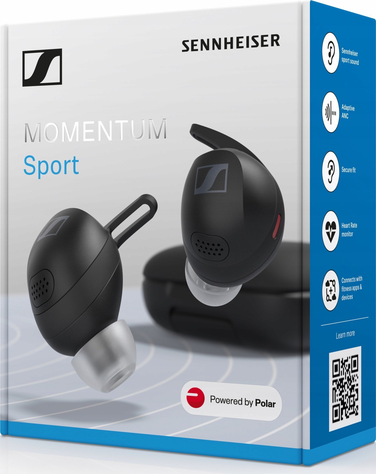 Kufje wireless Sennheiser Momentum Sport, Bluetooth, anulim zhurme, të zeza