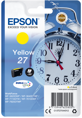 Ngjyrë për printer Epson DURABrite Ultra Ink 27, 300 faqe, e verdhë