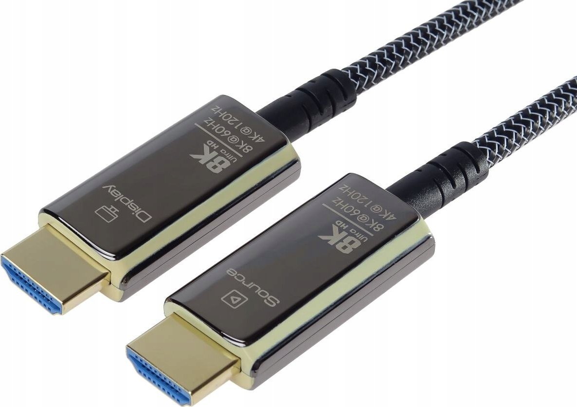 Kabllo HDMI PremiumCord Ultra High Speed 2.1, fibër optike, 20m, 8K, kontakte të pozinkuara me ar