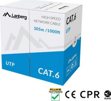 Kabllo instalimi Lanberg UTP, Cat. 6, CU, 305 m, e hirtë
