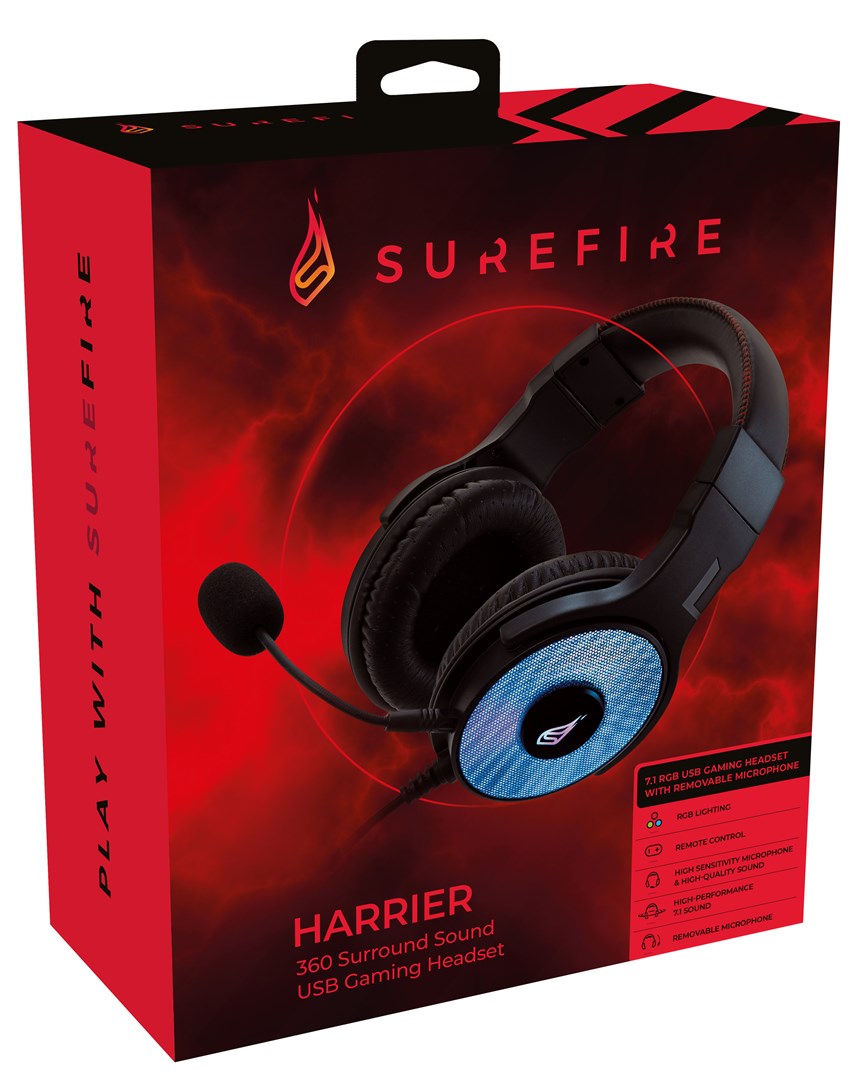 Kufje Harrier 7.1, RGB, USB, Gaming, të zeza