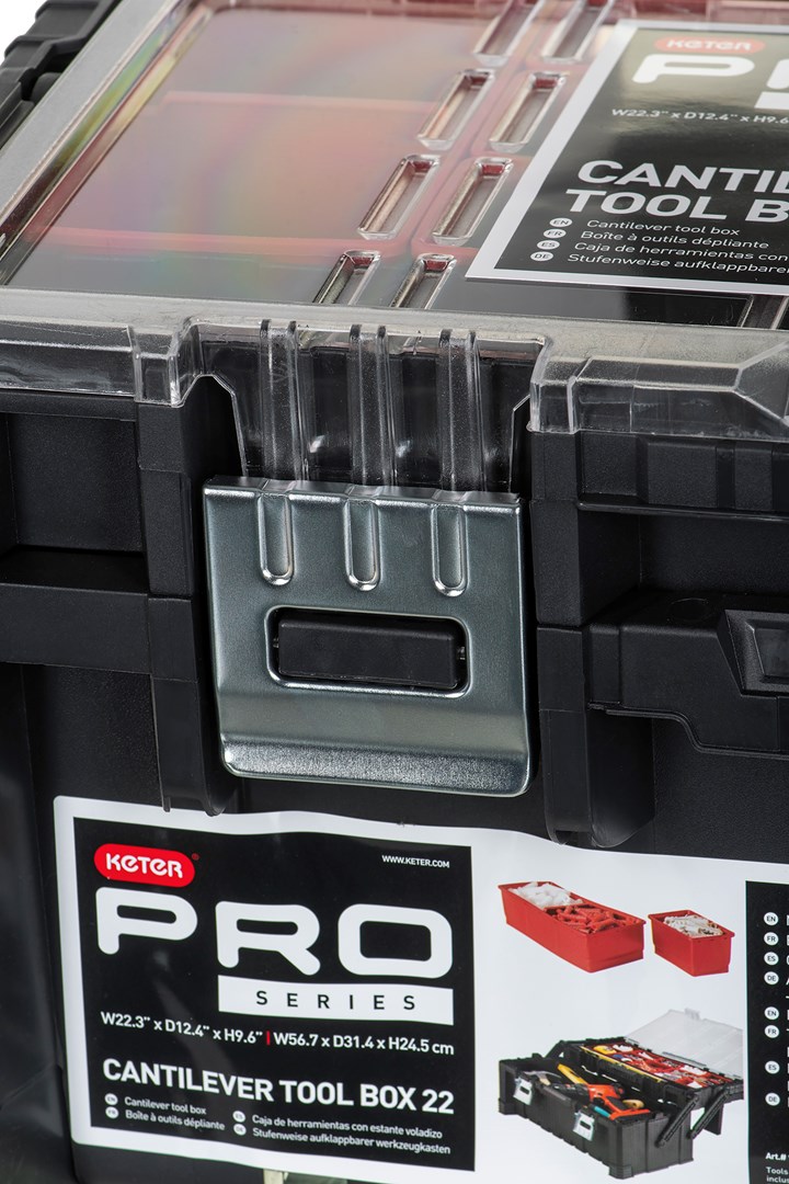 Kuti veglash Keter Tool Box 237785, cantilever, dorezë metalike, gri