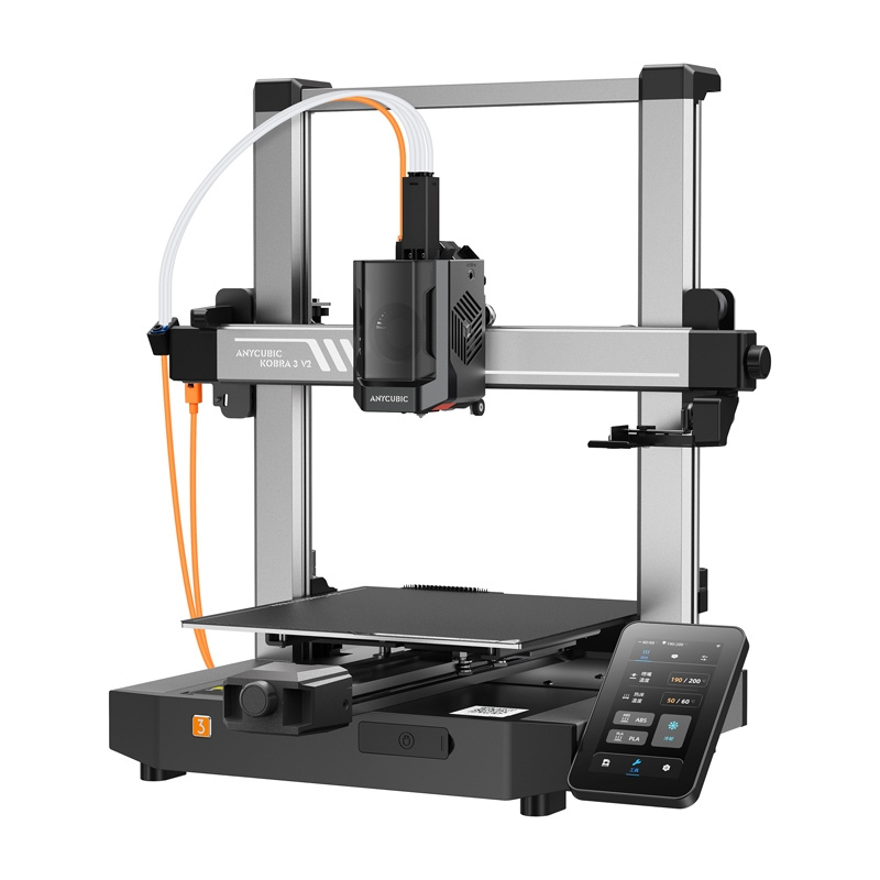 Printer 3D Anycubic Kobra 3 V2, multikolor, me kasetë filamenti, gri i errët