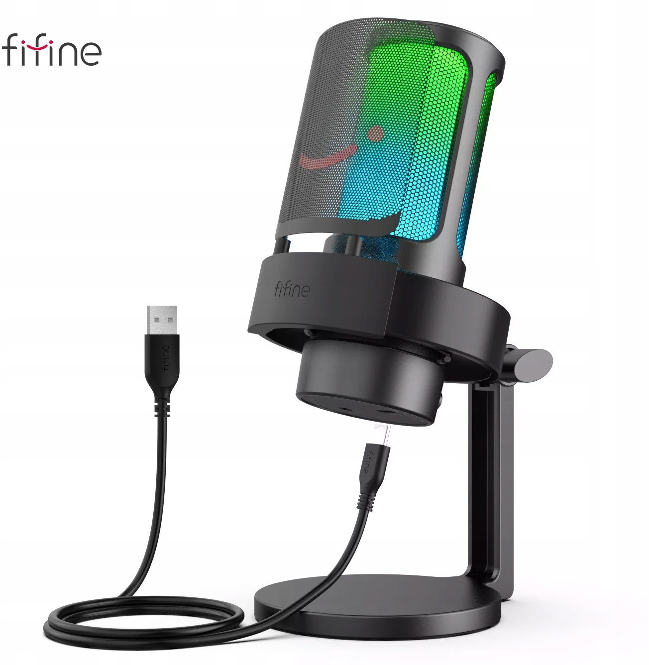 Mikrofon studio Fifine A8 RGB, USB, për streaming, i bardhë