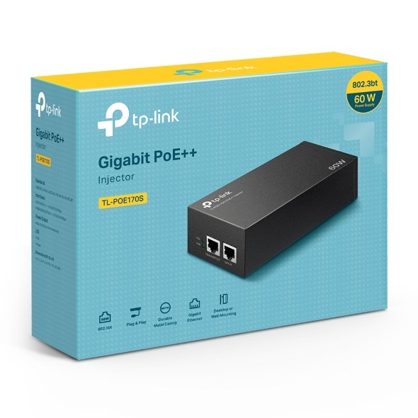 Injektor PoE TP-Link TL-POE170S, PoE++ 60W, 2 porta Gigabit, i zi