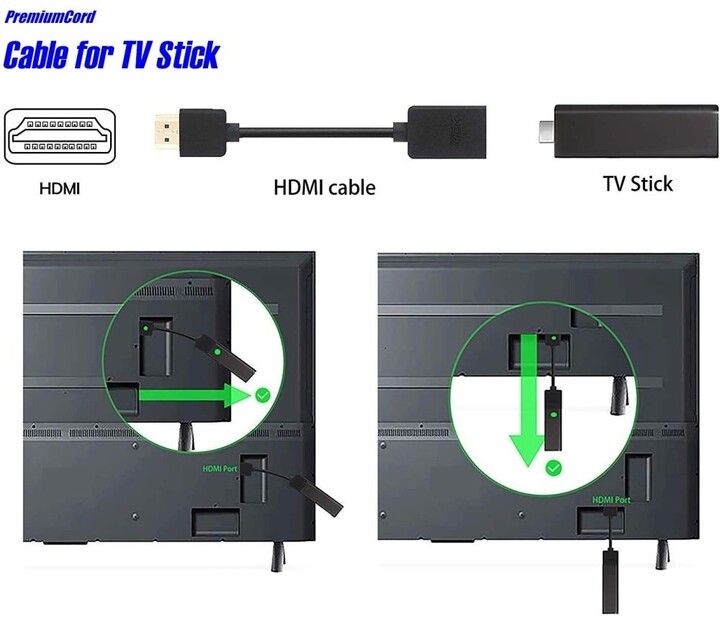 Përshtatës PremiumCord Flexi HDMI për lidhje kabllore fleksibël me TV, 13cm