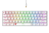 Tastierë gaming Havit KB903L, 61 taste, ndriçim RGB, transparente e bardhë