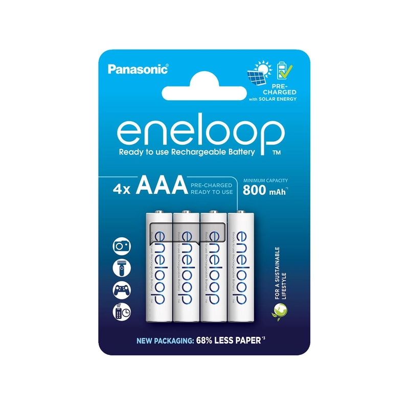 Bateri të rikarikueshme Panasonic Eneloop AAA, 800 mAh, 4 copë, Bardhë