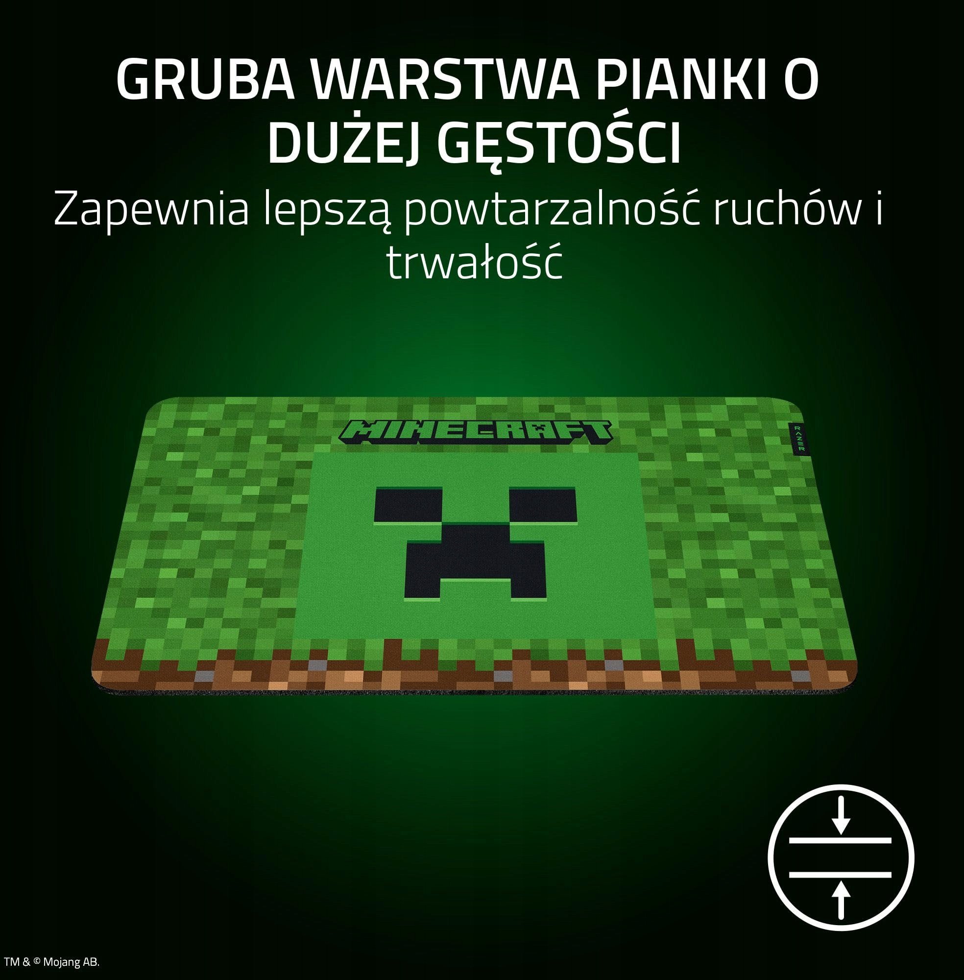 Mousepad gaming Razer Gigantus V2 Minecraft Edition Medium, sipërfaqe mesatare, jeshile