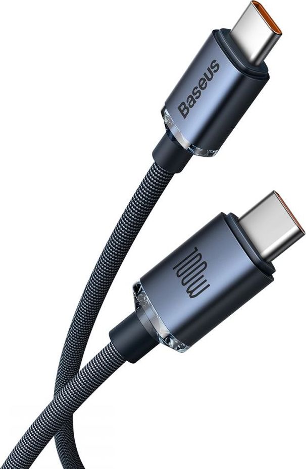 Kабел за полнење Baseus Crystal Shine, USB-C во USB-C, 100W, 2m, црн