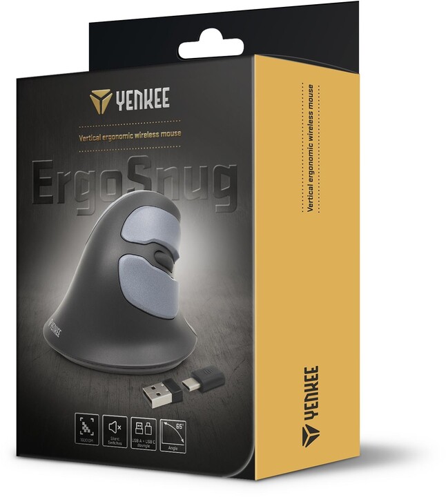 Maus vertikal YENKEE ErgoSnug, i hirtë