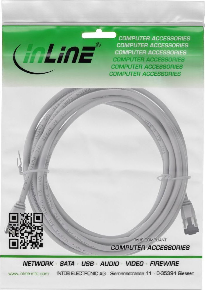 Kabëll rrjeti InLine Patch Cable Slim Cat.8.1, U/FTP, 2m, gri