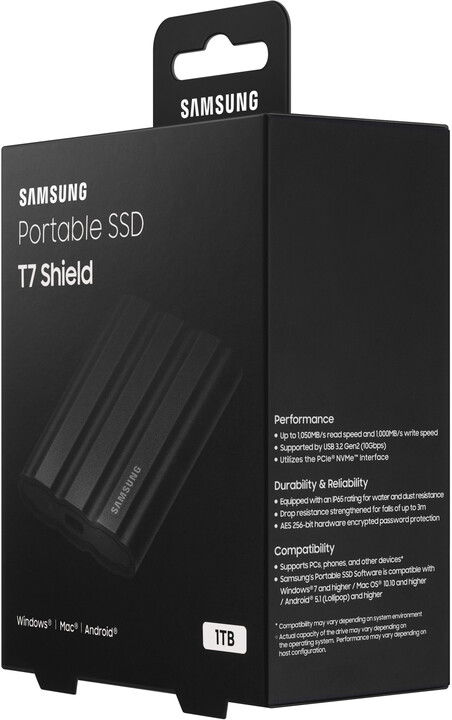 Disk i jashtëm Samsung T7 Shield, 2TB, i zi