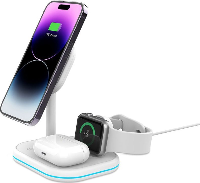 Karikues wireless Tech-Protect QI15W-A27 3in1 MagSafe, 15W, me LED, i zi