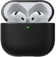 Kuti mbrojtëse Nomad Modern Leather Case për AirPods 4, lëkurë natyrale, kompatibile me karikim wireless, e zezë