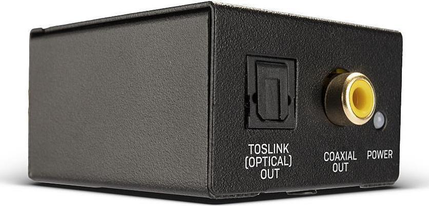 Adapter audio Lindy 70309 Toslink në RCA x2, konvertues stereo, i zi